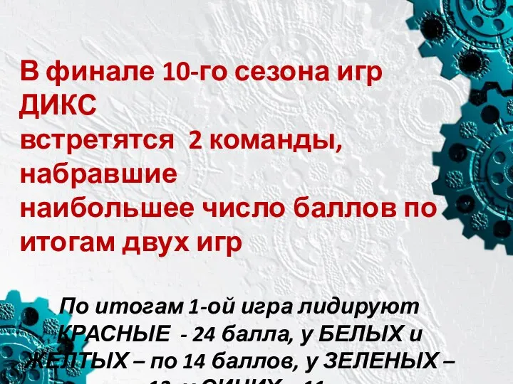 В финале 10-го сезона игр ДИКС встретятся 2 команды, набравшие