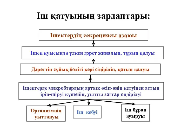 Іш қатуының зардаптары: Ішектердің секрециясы азаюы Ішек қуысында үлкен дәрет