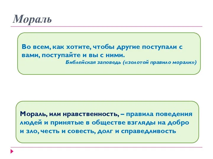 Мораль Во всем, как хотите, чтобы другие поступали с вами,