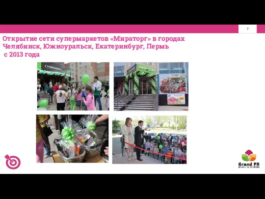 Открытие сети супермаркетов «Мираторг» в городах Челябинск, Южноуральск, Екатеринбург, Пермь с 2013 года
