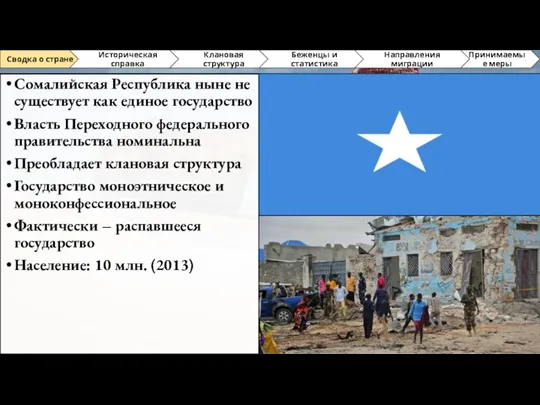 Сомалийская Республика ныне не существует как единое государство Власть Переходного