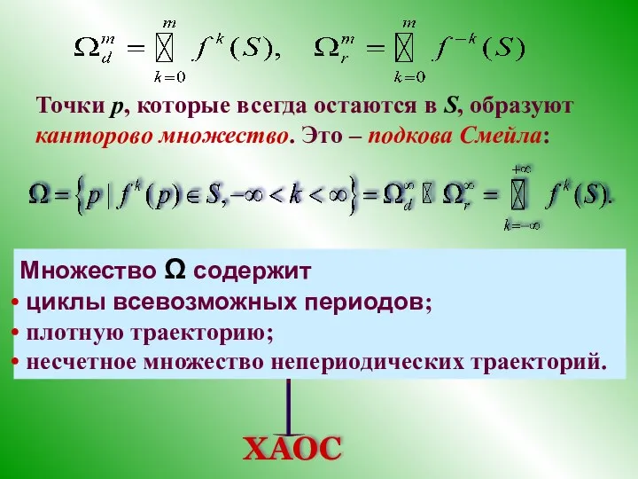 Точки p, которые всегда остаются в S, образуют канторово множество.