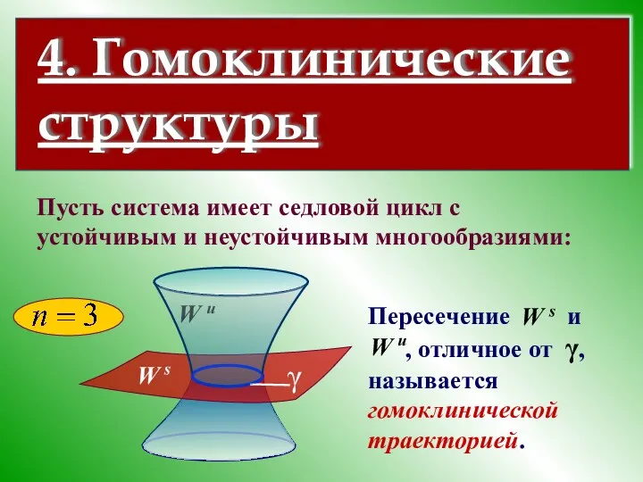 4. Гомоклинические структуры Пусть система имеет седловой цикл с устойчивым