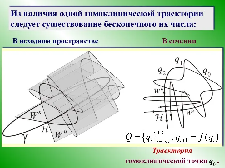 Из наличия одной гомоклинической траектории следует существование бесконечного их числа: