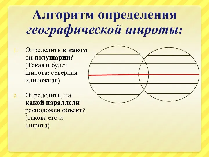 Определить в каком он полушарии? (Такая и будет широта: северная