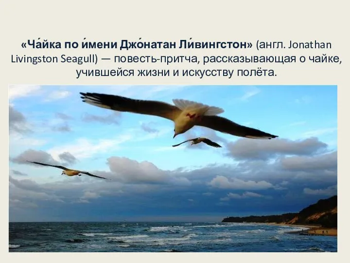 «Ча́йка по и́мени Джо́натан Ли́вингстон» (англ. Jonathan Livingston Seagull) —