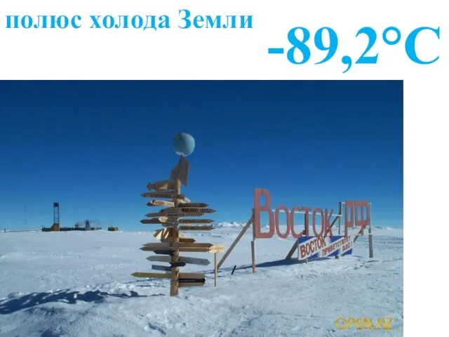 полюс холода Земли -89,2°С