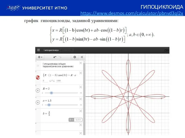 ГИПОЦИКЛОИДА https://www.desmos.com/calculator/pbnvd3ql2x