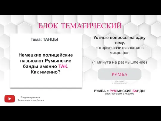 Устные вопросы на одну тему, которые зачитываются в микрофон (1