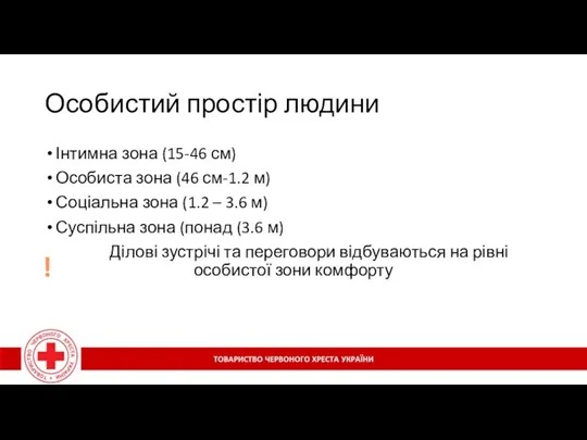 Особистий простір людини Інтимна зона (15-46 см) Особиста зона (46