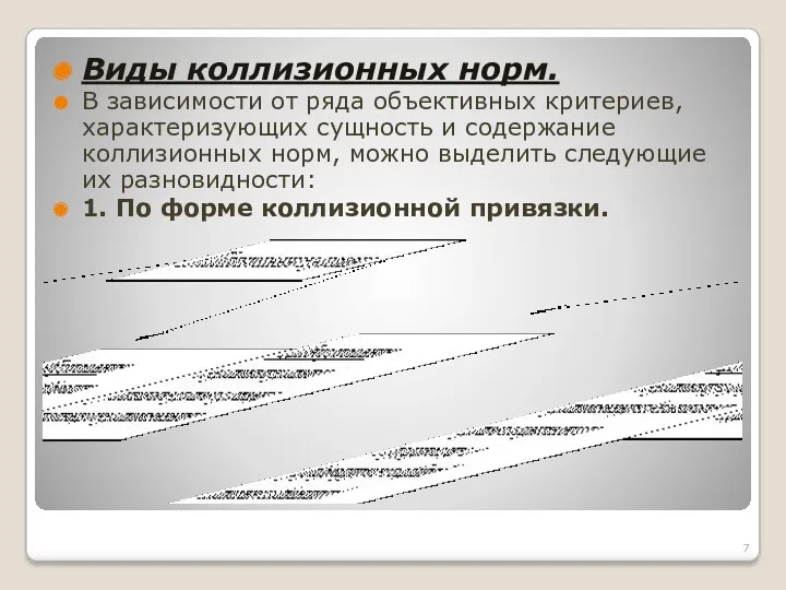 Виды коллизионных норм. В зависимости от ряда объективных критериев, характеризующих