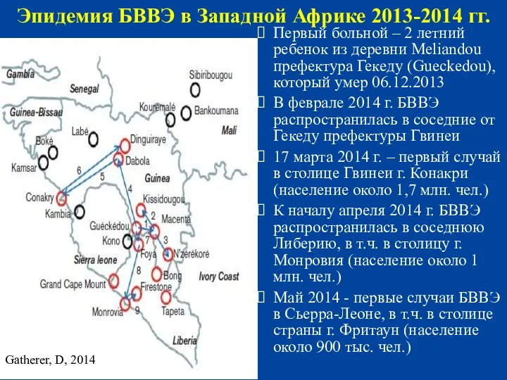 Эпидемия БВВЭ в Западной Африке 2013-2014 гг. Первый больной –