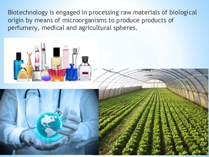 Biotechnology is engaged in processing raw materials of biological origin