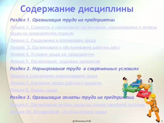 Содержание дисциплины Раздел 1. Организация труда на предприятии Лекция 1.