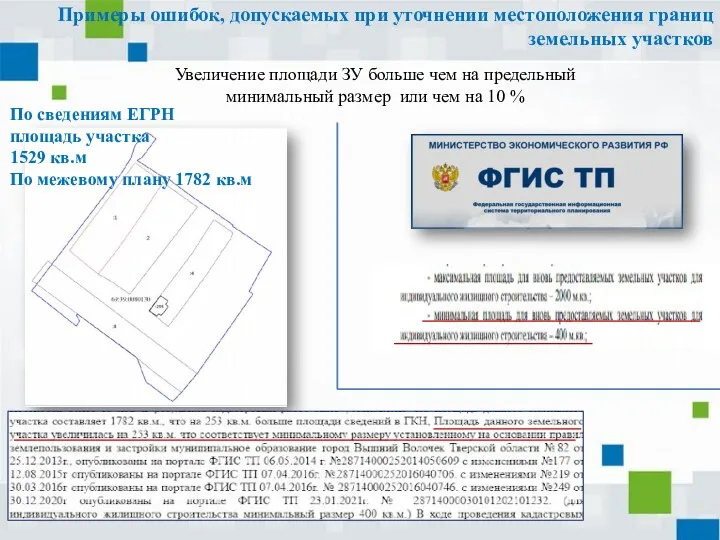 Примеры ошибок, допускаемых при уточнении местоположения границ земельных участков По