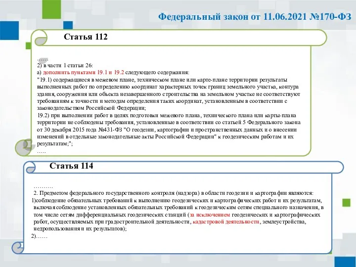 Федеральный закон от 11.06.2021 №170-ФЗ Статья 112 Статья 114