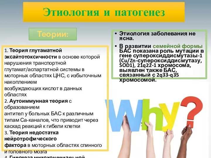 Этиология и патогенез Этиология заболевания не ясна. В развитии семейной