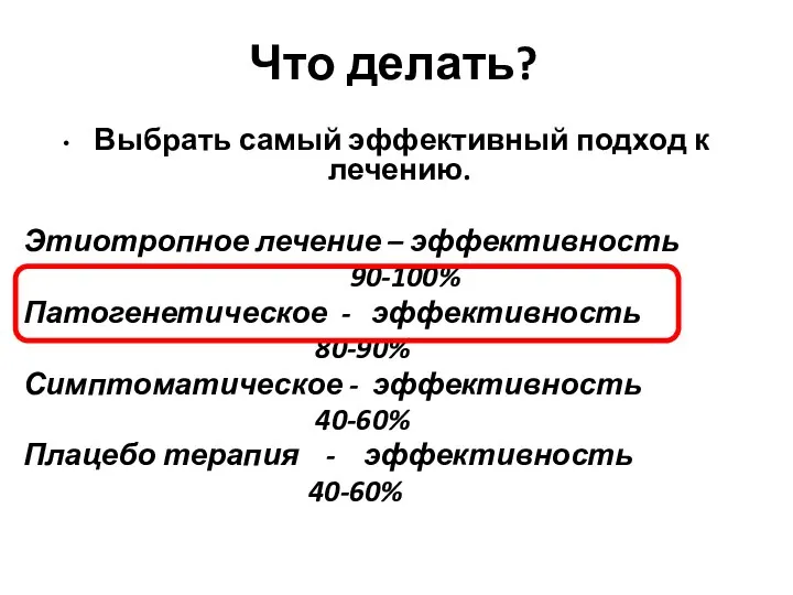 Что делать? Выбрать самый эффективный подход к лечению. Этиотропное лечение