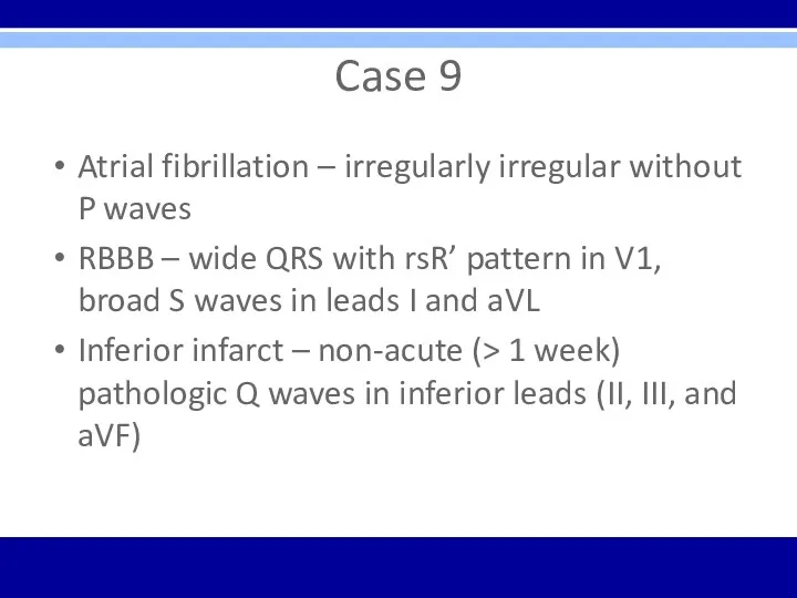 Case 9 Atrial fibrillation – irregularly irregular without P waves