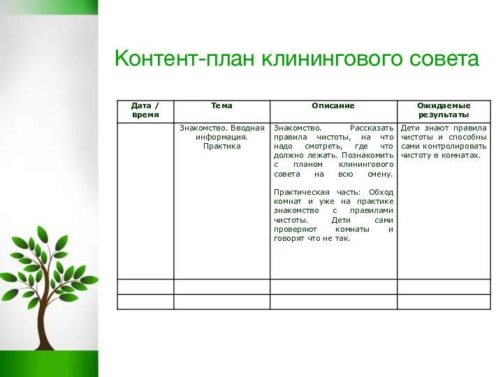 Контент-план клинингового совета