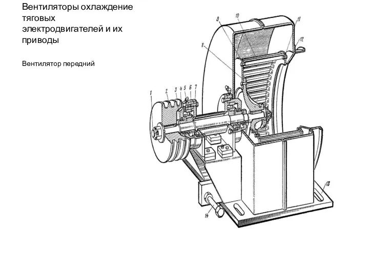 Вентиляторы охлаждение тяговых электродвигателей и их приводы Вентилятор передний