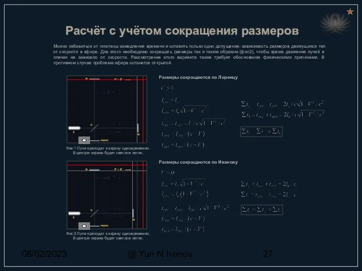 08/02/2023 @ Yuri N.Ivanov Размеры сокращаются по Лоренцу Фиг.1 Лучи