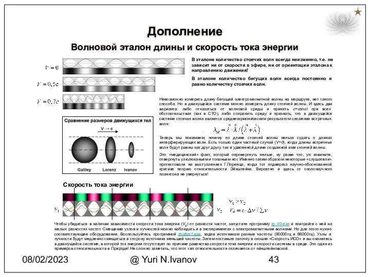08/02/2023 @ Yuri N.Ivanov Дополнение Невозможно измерить длину бегущей электромагнитной