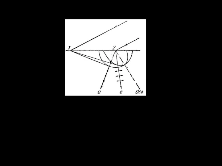 Объяснение с помощью принципа Гюйгенса • Для обыкновенного луча –