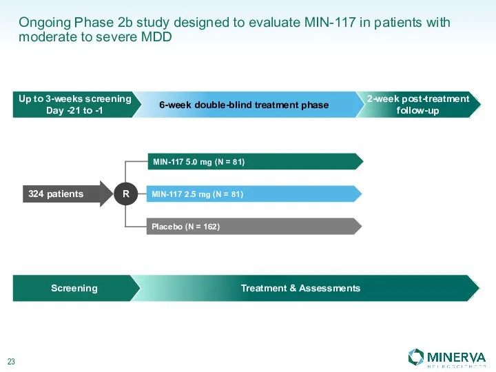Ongoing Phase 2b study designed to evaluate MIN-117 in patients with moderate to