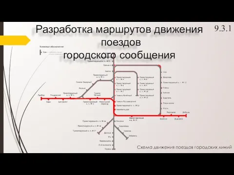 Схема движения поездов городских линий Разработка маршрутов движения поездов городского сообщения 9.3.1