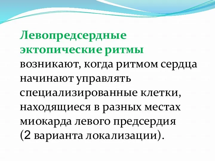 Левопредсердные эктопические ритмы возникают, когда ритмом сердца начинают управлять специализированные