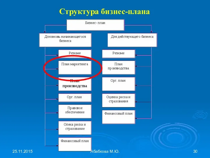 25.11.2015 Абабкова М.Ю. Структура бизнес-плана