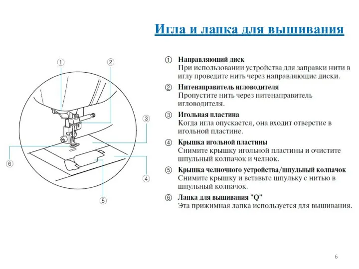 Игла и лапка для вышивания