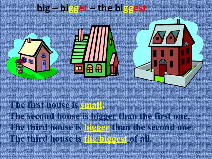 big – bigger – the biggest The first house is