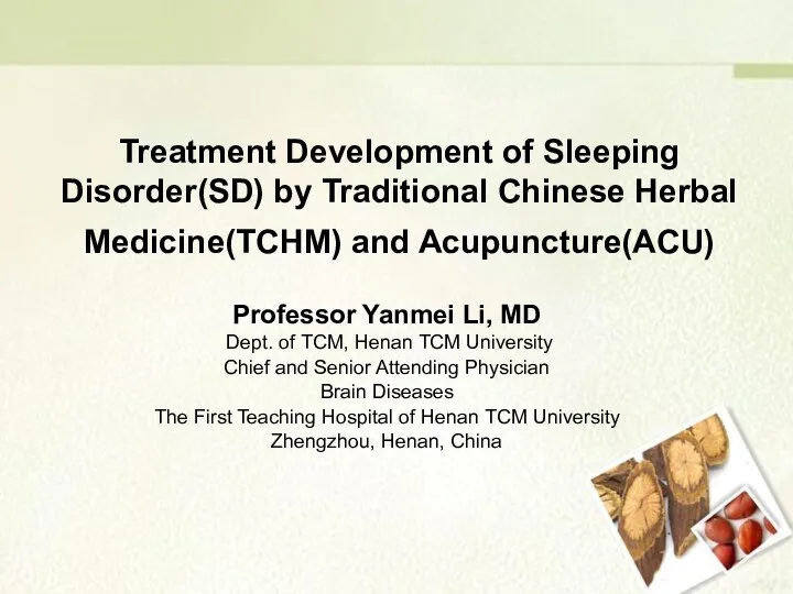 Treatment Development of Sleeping Disorder(SD) by Traditional Chinese Herbal Medicine(TCHM)