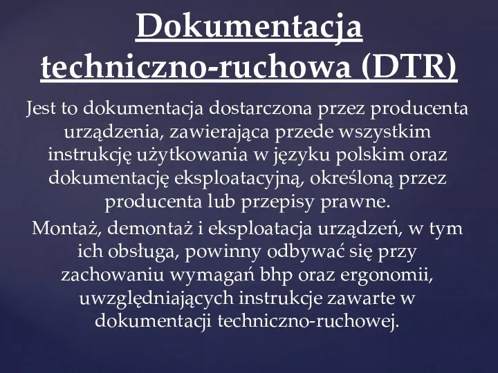 Jest to dokumentacja dostarczona przez producenta urządzenia, zawierająca przede wszystkim