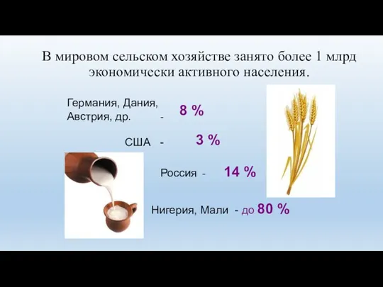 В мировом сельском хозяйстве занято более 1 млрд экономически активного