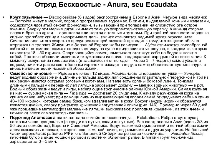 Отряд Бесхвостые - Anura, seu Ecaudata Круглоязычные — Discoglossidae (8