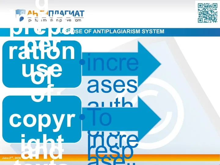 www.antiplagiat.ru 2/17 PURPOSE OF ANTIPLAGIARISM SYSTEM June 2nd, 2016 Plagiarism