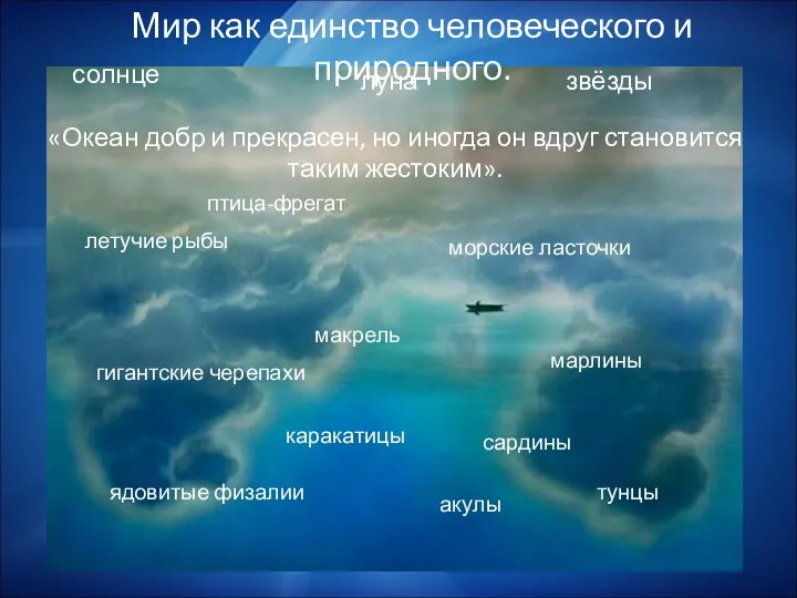 Мир как единство человеческого и природного. гигантские черепахи летучие рыбы