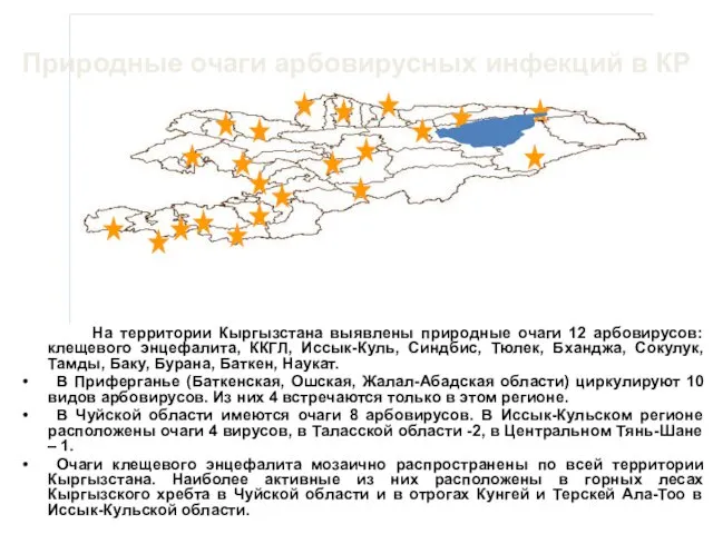 Природные очаги арбовирусных инфекций в КР На территории Кыргызстана выявлены