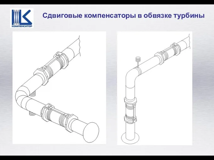 Сдвиговые компенсаторы в обвязке турбины