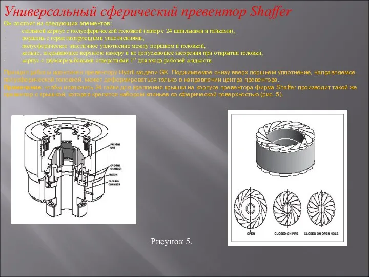 Универсальный сферический превентор Shaffer Он состоит из следующих элементов: ∙