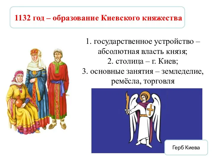 1. государственное устройство – абсолютная власть князя; 2. столица –