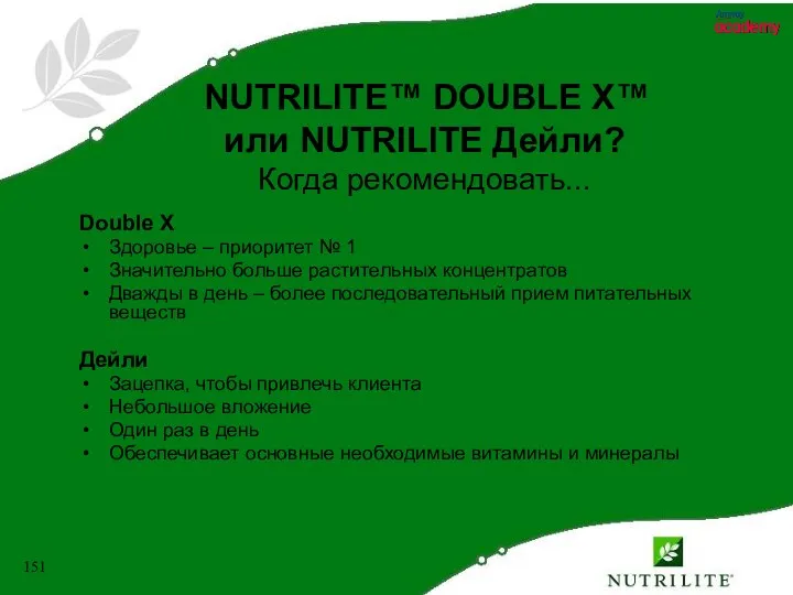 NUTRILITE™ DOUBLE X™ или NUTRILITE Дейли? Когда рекомендовать... Double X