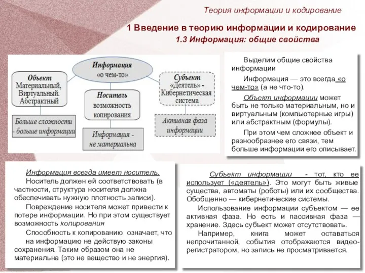 Информация всегда имеет носитель. Носитель должен ей соответствовать (в частности,