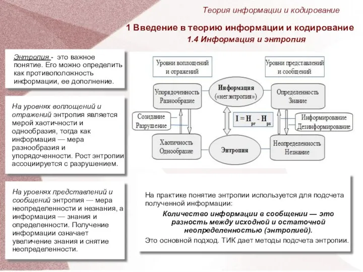 На практике понятие энтропии используется для подсчета полученной информации: Количество