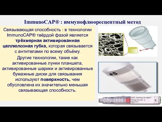 ImmunoCAP® : иммунофлюоресцентный метод Связывающая способность : в технологии ImmunoCAP®