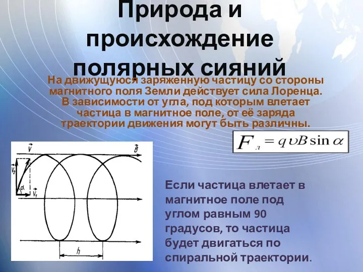 Природа и происхождение полярных сияний На движущуюся заряженную частицу со