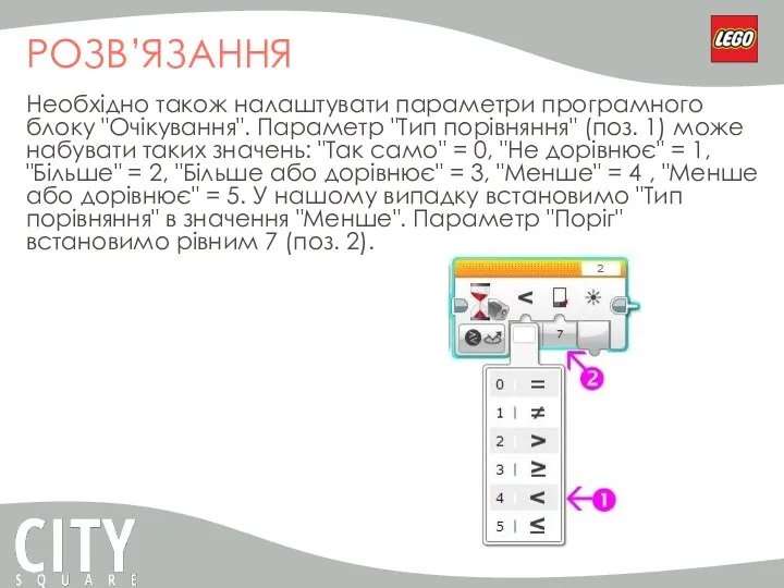 РОЗВ’ЯЗАННЯ Необхідно також налаштувати параметри програмного блоку "Очікування". Параметр "Тип